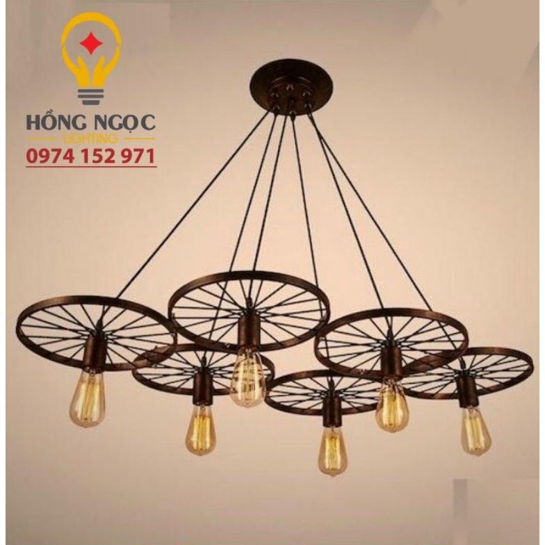 Đèn thả bánh xe 6 bánh cổ điển - đã bao gồm bóng
