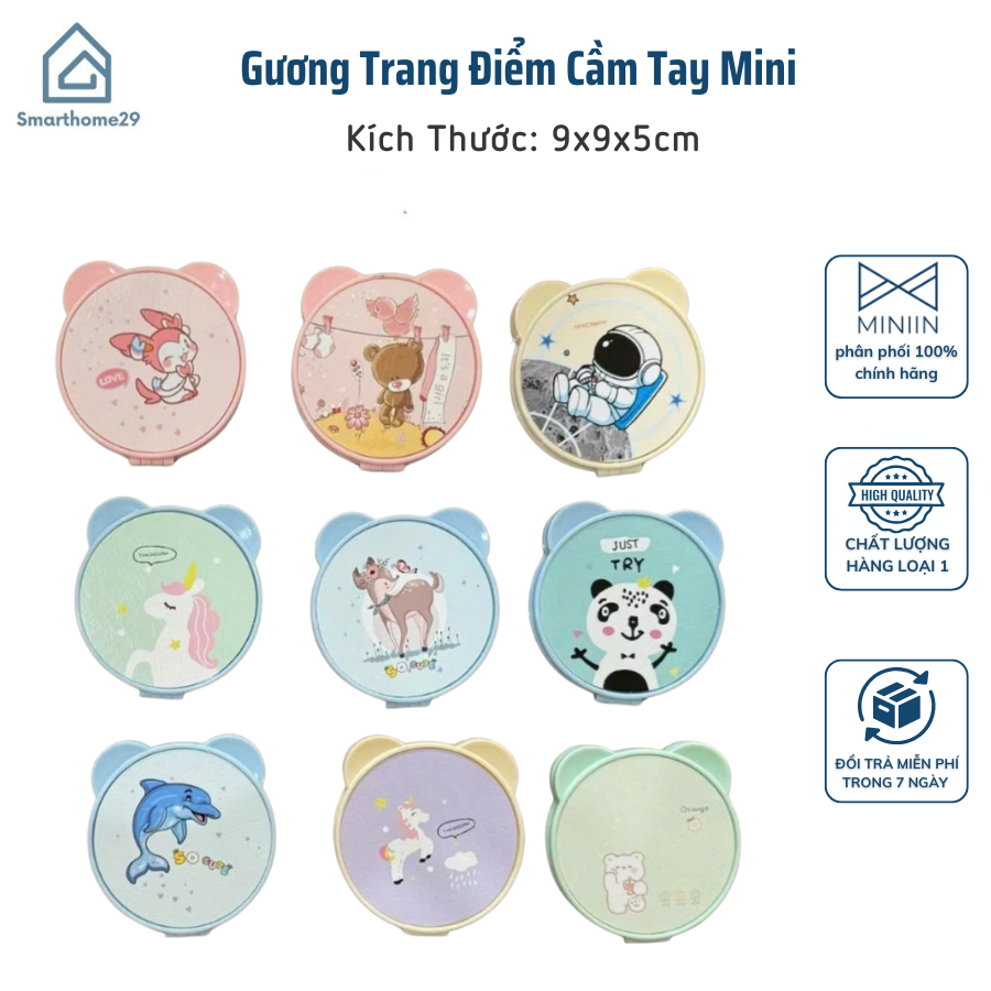 Gương Trang Điểm Mini Gấp Gọn Họa Tiết - Phù Hợp Mang Đi Mọi Lúc, Giao Màu Ngẫu Nhiên - HÀNG CHÍNH HÃNG MINIIN