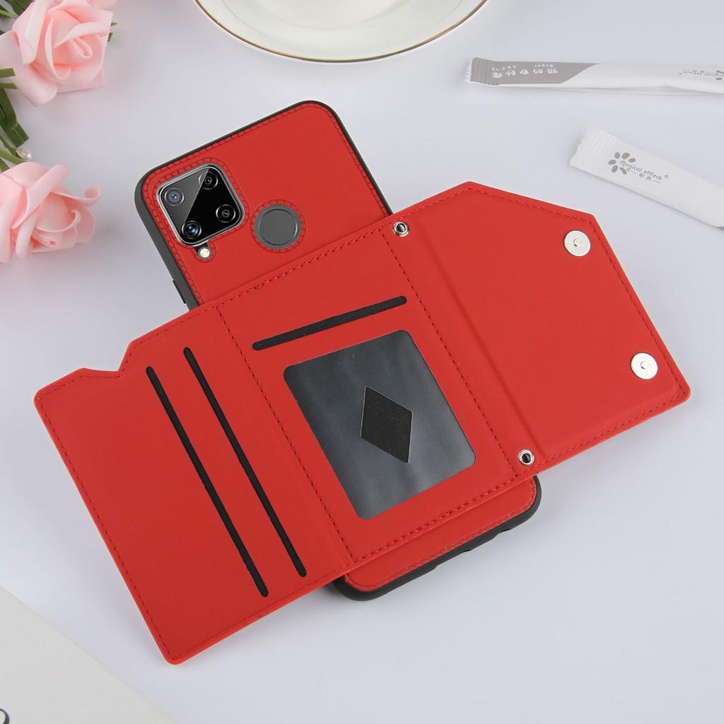 Ốp lưng điện thoại dạng ví da có ngăn đựng thẻ cho OPPO A7 A5S A12 Realme C15 C11 C3 Realme 7 7i 6 6i 5 5s