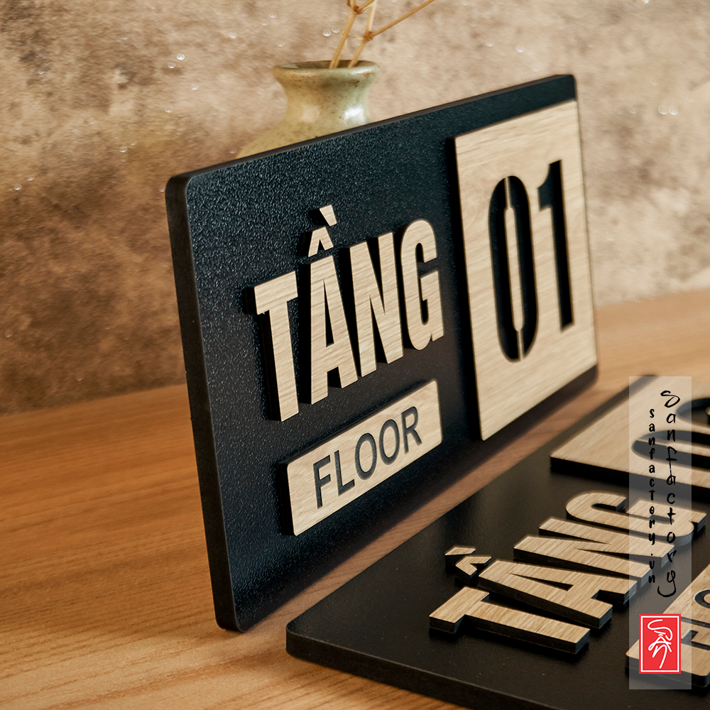 Bảng số tầng gỗ dán tường decor trang trí SAN-FL01