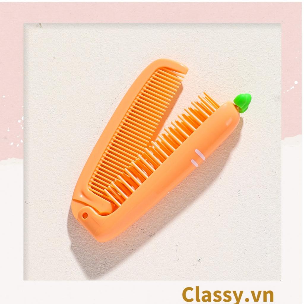 Lược cầm tay mini 2 đầu, gấp gọn Classy tiện lợi hình trái cây cà rốt củ cải nhỏ gọn có thể mang theo PK1566