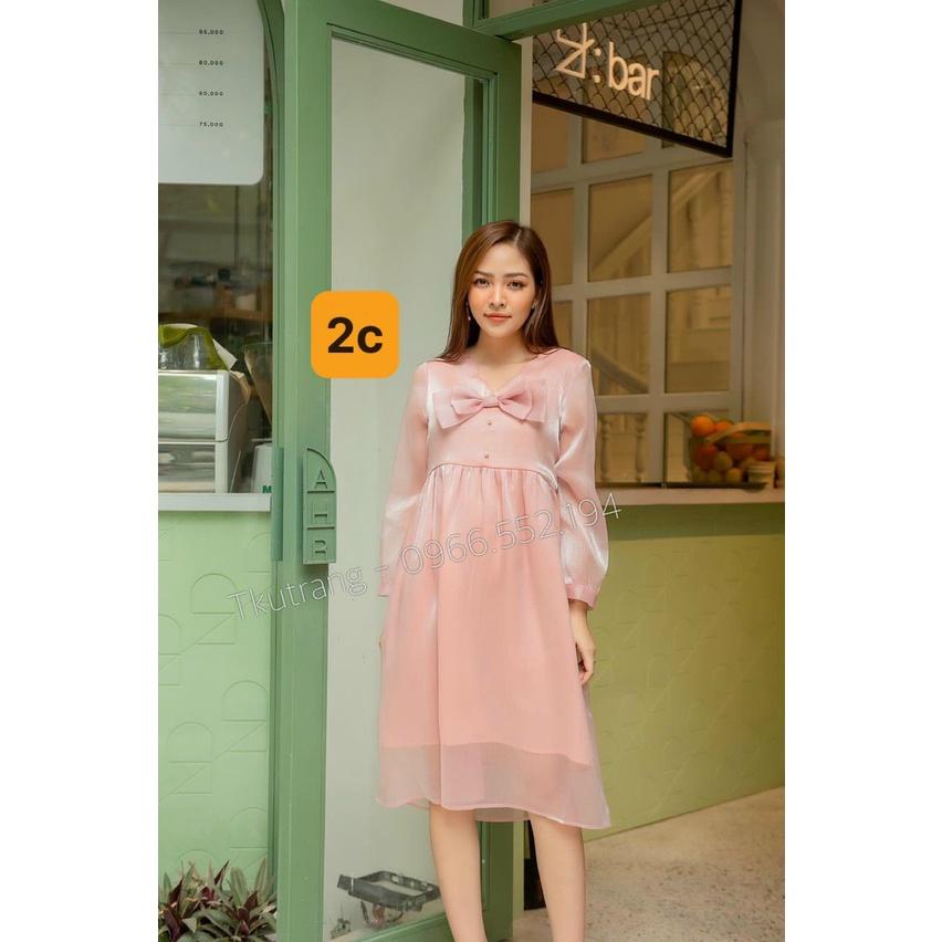 Váy bầu đầm bầu thu đông chất nhung tăm freesezi từ 45- 75kg