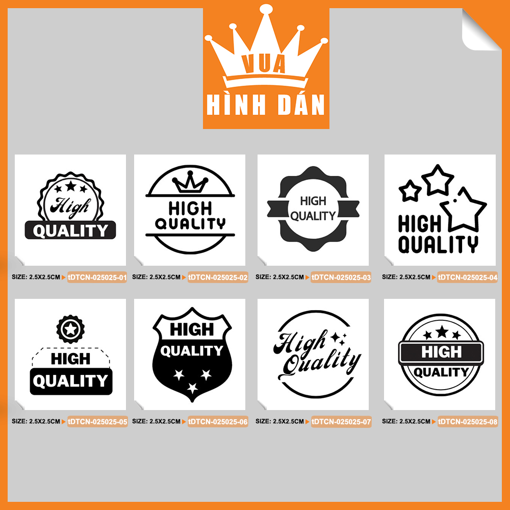Set 100/200 sticker HIGH QUALITY (2.5x2.5cm) tem mini HÀNG CHẤT LƯỢNG CAO dán lên túi / hộp đựng sản phẩm, dành cho shop (1.085)