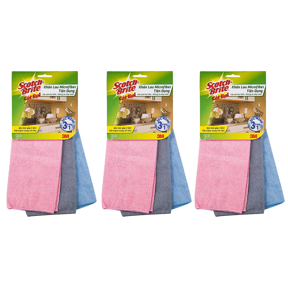 Combo3 Bộ 3 Cái Khăn Lau Microfiber Tiện Dụng Scotch-Brite S033004219