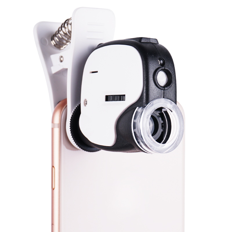 Kính lúp kẹp điện thoại 55X Sửa chữa mạch điện tử ( ( Tặng 01 đèn pin mini trợ sáng sửa chữa màu ngẫu nhiên )