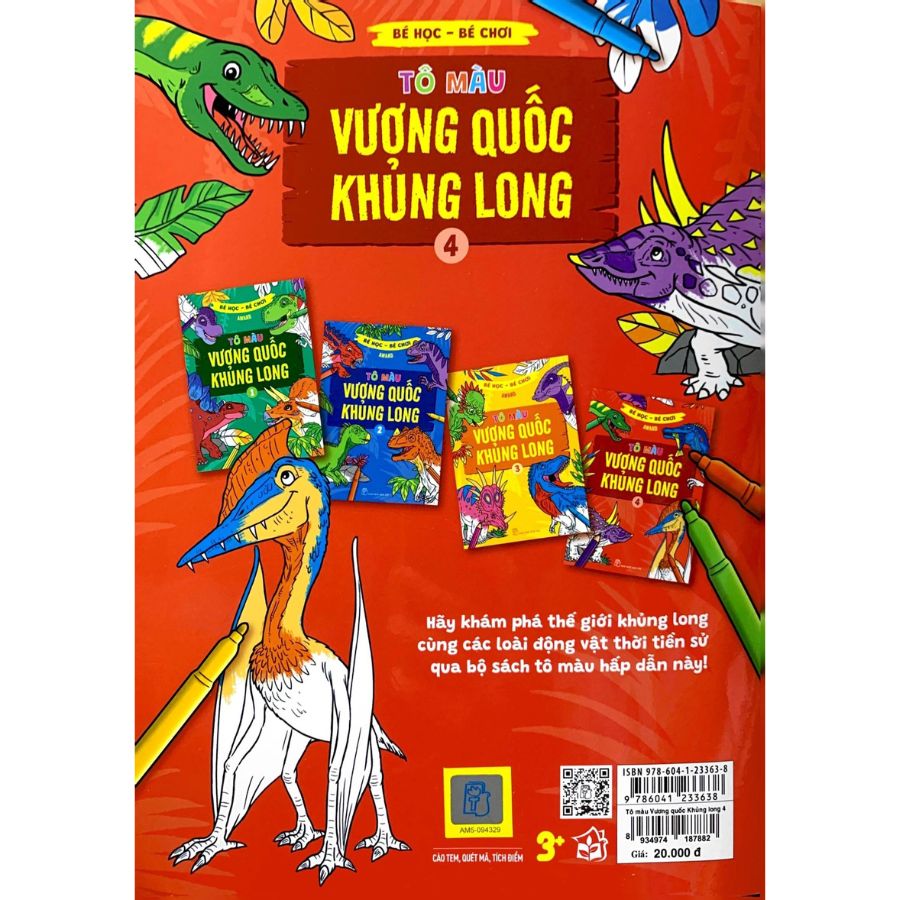 Sách Bé học - bé chơi - Tô màu vương quốc khủng long
