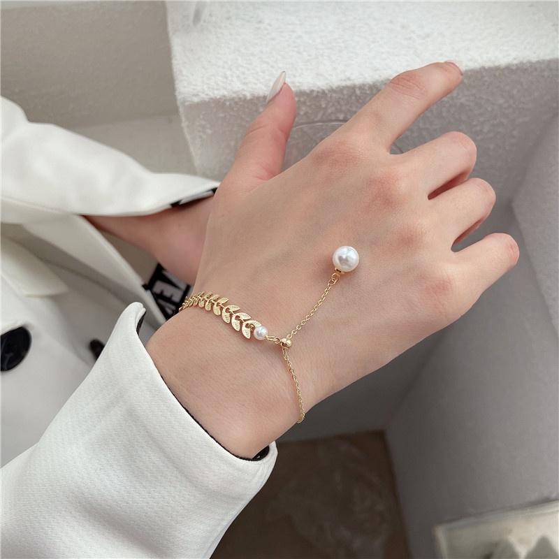 Korean Wheat Ear Pearl Bracelet Female Simple Temperament Adjustable Friendship Bracelet for Women