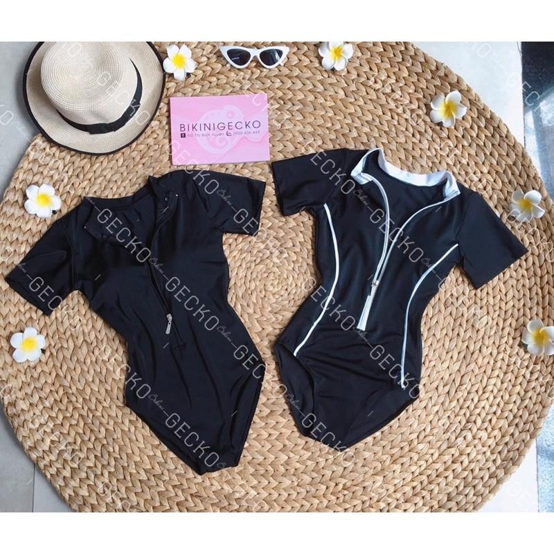 Bikini body suit đen khoá kéo (ảnh thật)