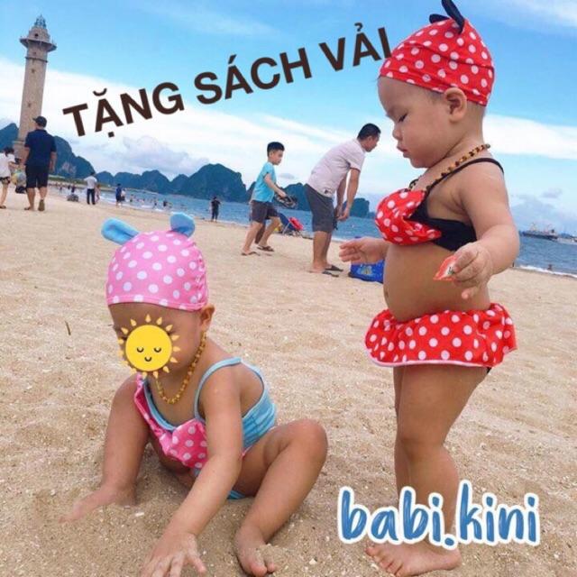 Bikini bé gái Mickey chấm bi (2-3 tuổi) kèm mũ