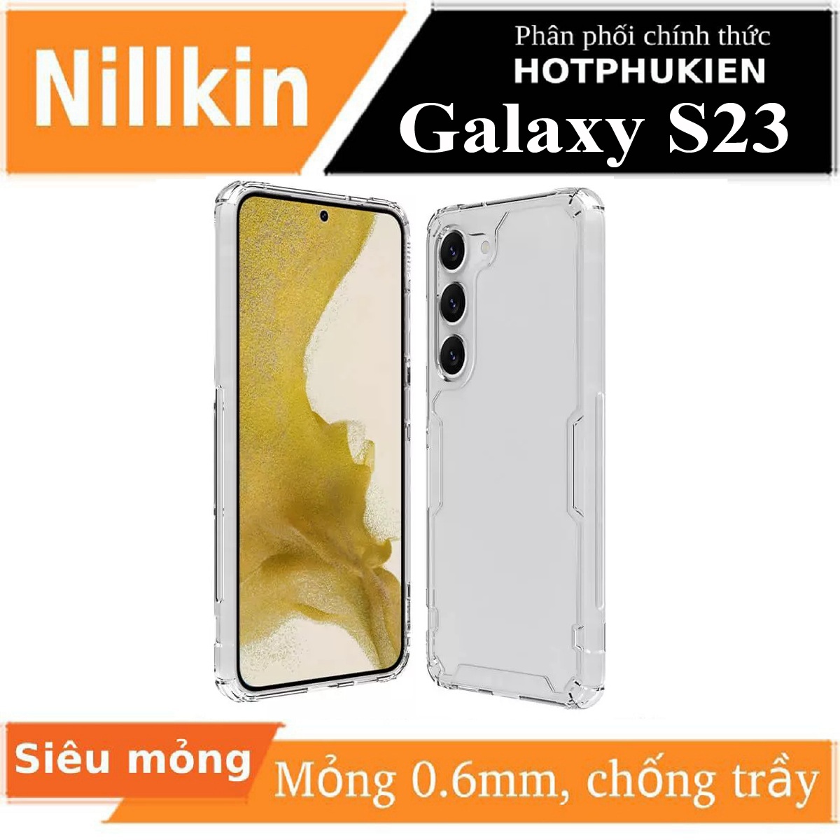 Ốp lưng TPU chống sốc cho Samsung Galaxy S23 / S23 Plus / S23 Ultra hiệu Nillkin Nature TPU Pro Case - hàng nhập khẩu
