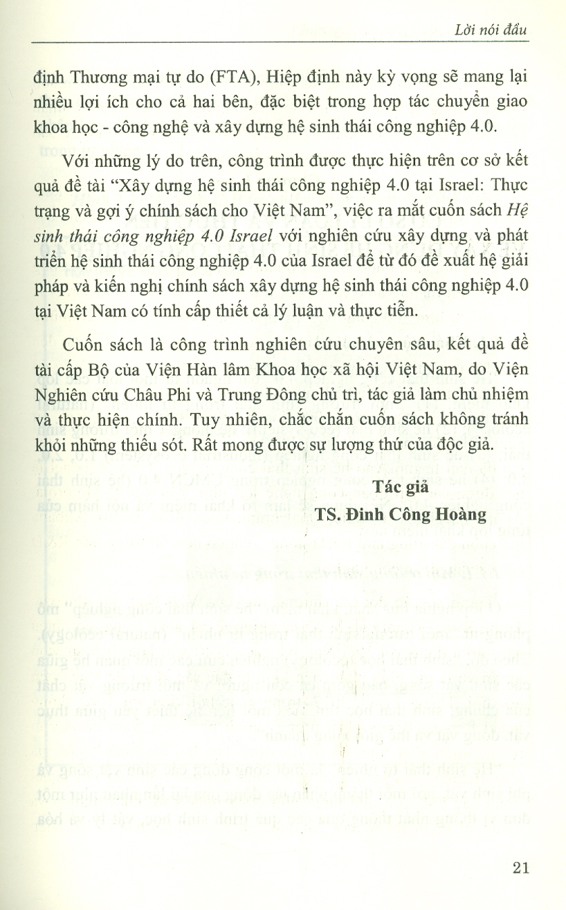 Hệ Sinh Thái Công Nghiệp 4.0 - Nghiên Cứu Trường Hợp Israel Và Gợi Mở Cho Việt Nam