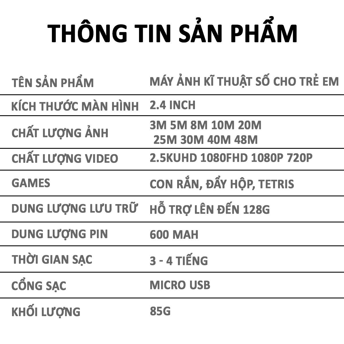 Máy ảnh di động kĩ thuật số cho trẻ em, máy ảnh HD 8K, có đèn flash, ghi lại từng khoảnh khắc đáng nhớ - D1636