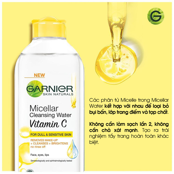 Nước tẩy trang cho da xỉn màu Garnier Micellar Vitamin C 400ml