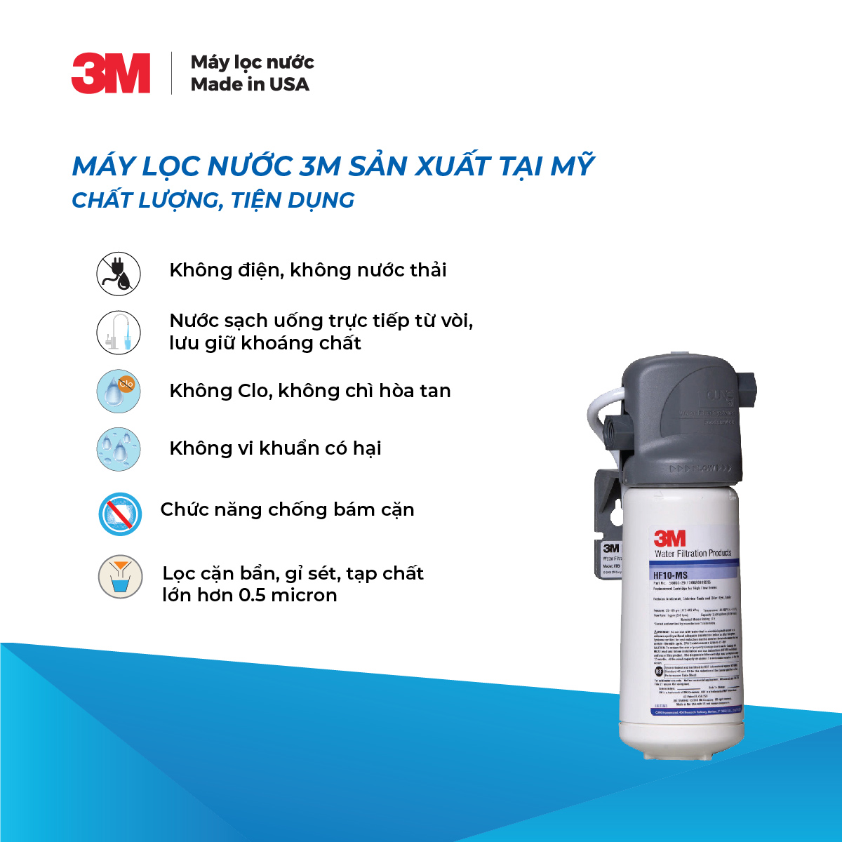 Máy Lọc Nước 3M Brew110-MS Không Dùng Điện Công Suất 13,247L