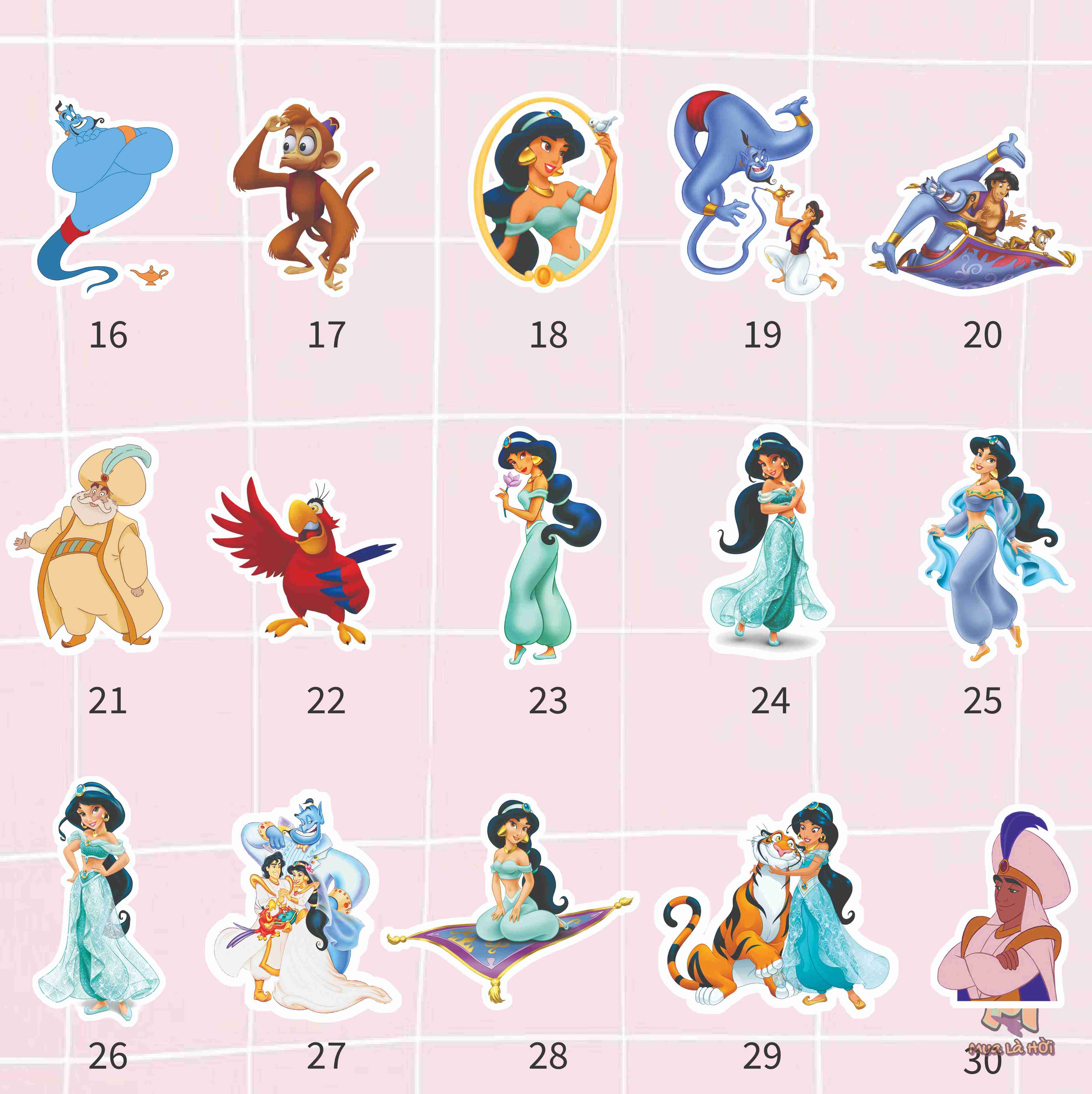 Miếng dán Stickers chủ đề Aladdin và cây đèn thần