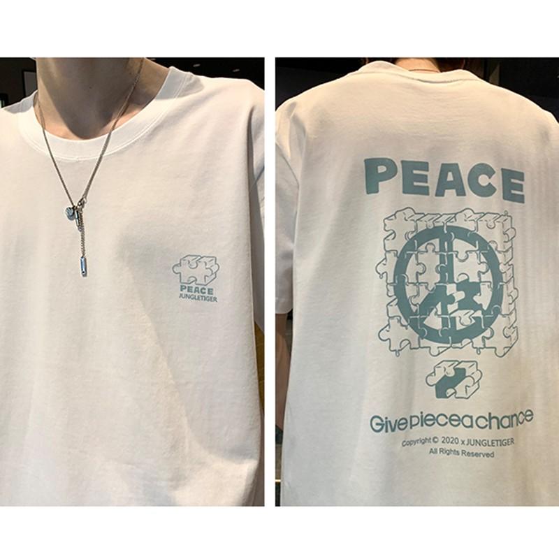 Áo thun nam nữ unisex tay lỡ PEACE phông form rộng teen cổ tròn oversize cotton giá rẻ basic đen trắng tee pull