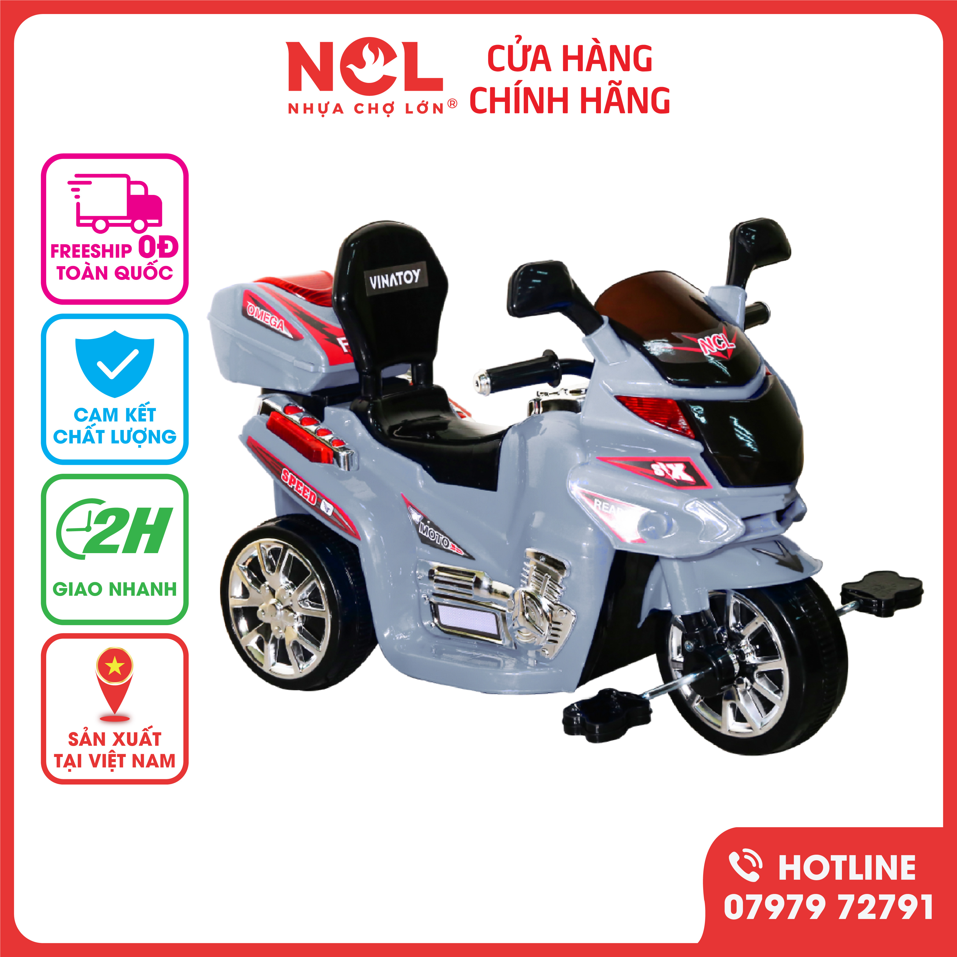 Xe 3 Bánh Nhựa Chợ Lớn Mega Motor - M1817B-X3B