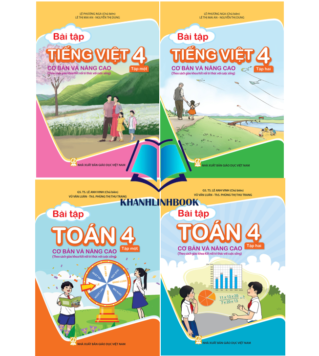 Sách - Combo 4 cuốn Bài tập Toán + tiếng việt 4 cơ bản và nâng cao - tập 1 + 2