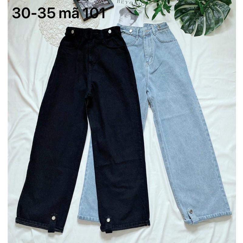 Quần baggy jean nữ lưng cao size đại kiểu lai gấp