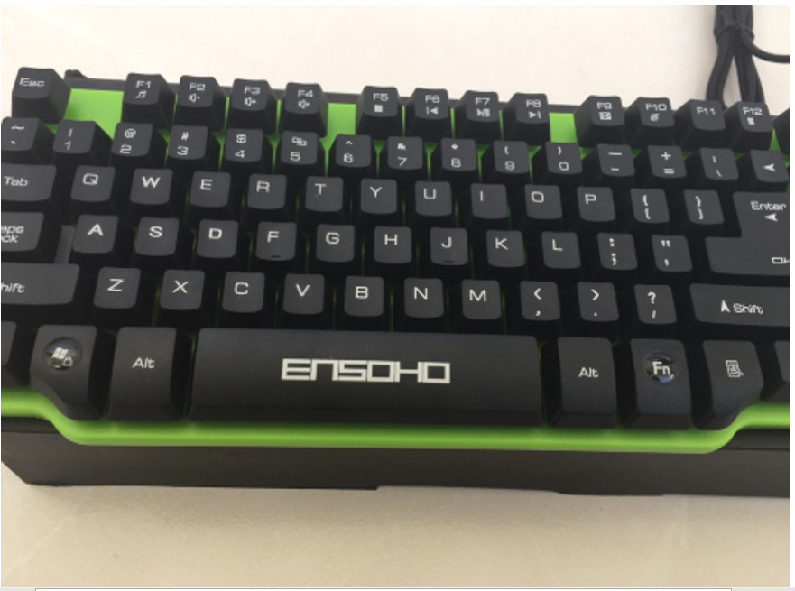 Bàn phím giả cơ có dây ENSOHO E-G121KG ( ko led, nền màu xanh, keycap màu đen )_ HÀNG CHÍNH HÃNG