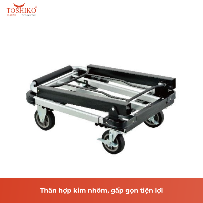 Xe Đẩy Hàng, Xe Kéo Hàng Toshiko Gấp Gọn 4 Bánh Sàn Thép Cao Cấp Chịu Trọng Tải Lên Tới 350kg