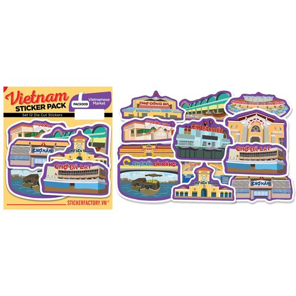 Bộ 12 Hình Dán Vietnamese Market - Die Cut Sticker Pack - Stickerfactory PACK009
