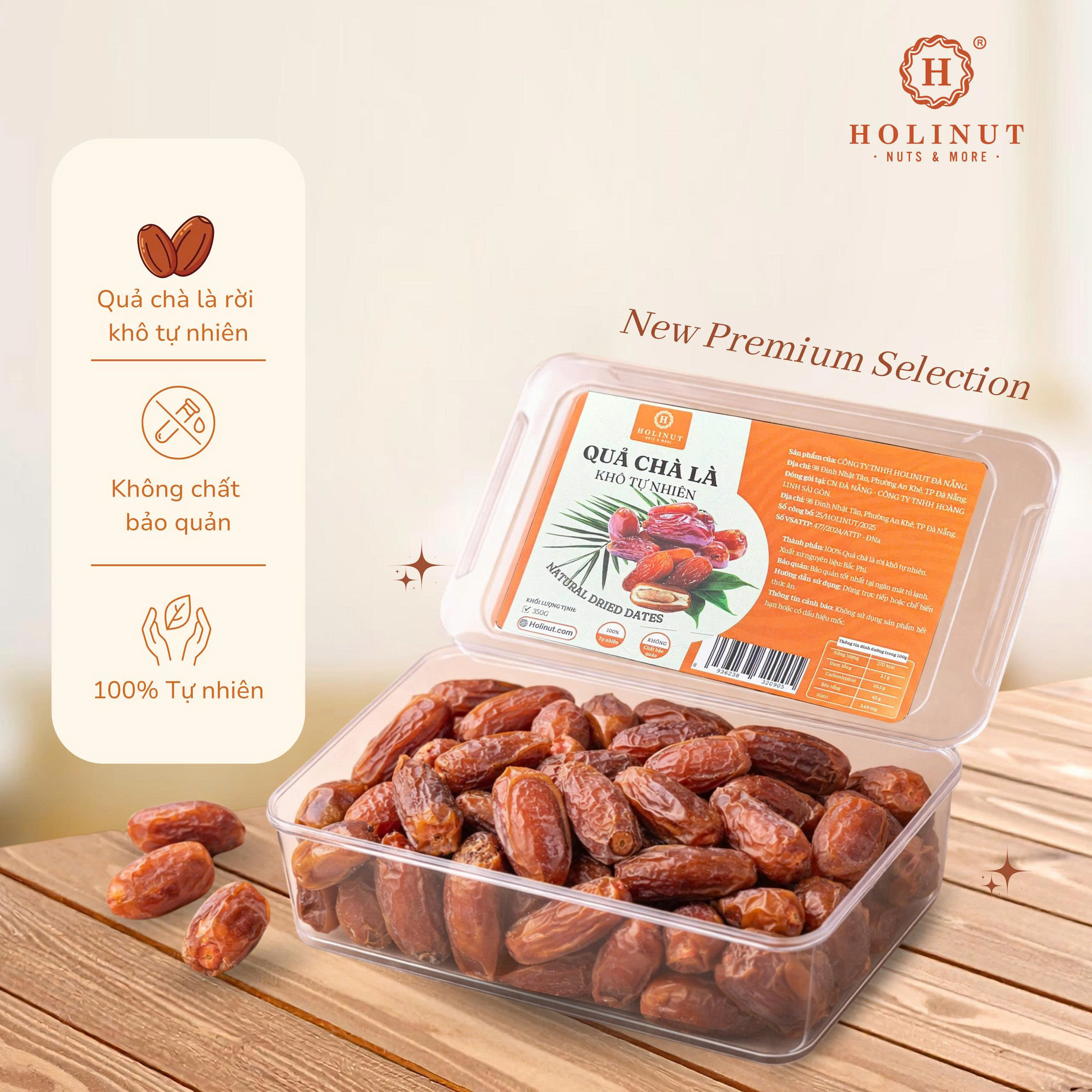 Quả chà là cao cấp chín tự nhiên ngọt, dẻo - Hộp 350g