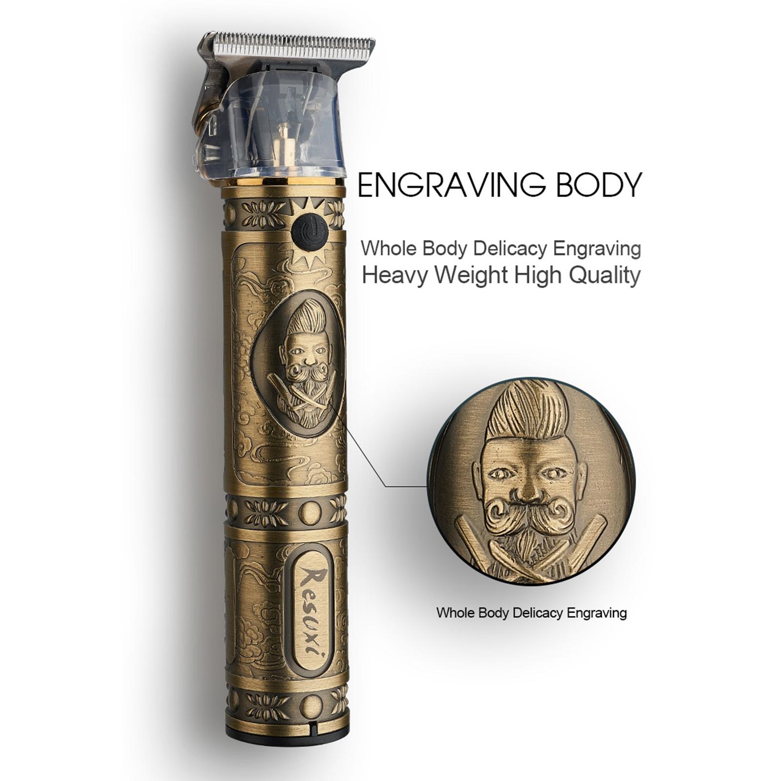 Cordless Barber Clipper Hair Cutting Kit Beard Trimmer Haircut Grooming Set T-Blade Trimmer USB Electric Beard Trimmer