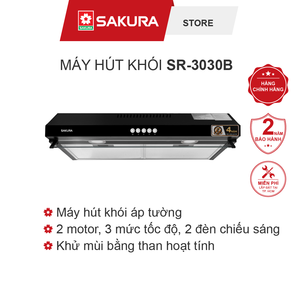 Máy Hút Mùi Âm Tủ Sakura SR3030 Kèm Lọc Than Hoạt Tính Hàng Chính Hãng