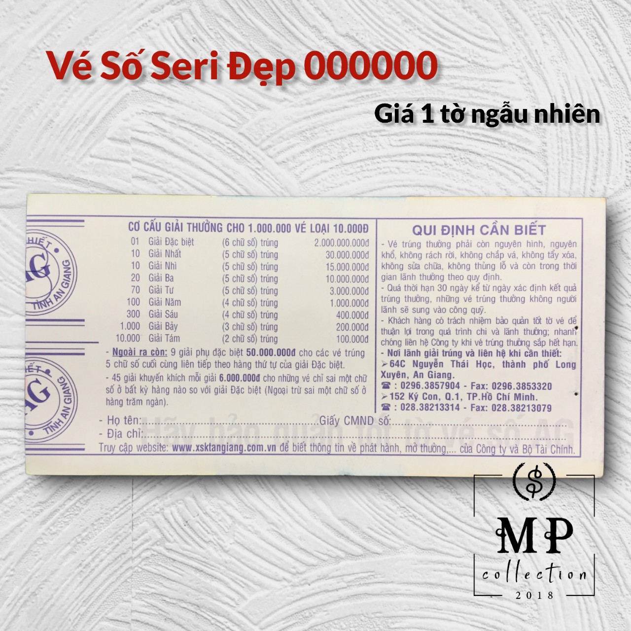 Vé Số Việt Nam Seri Đẹp full 000000 Các Tỉnh [Vé Số Xưa Sưu Tầm].