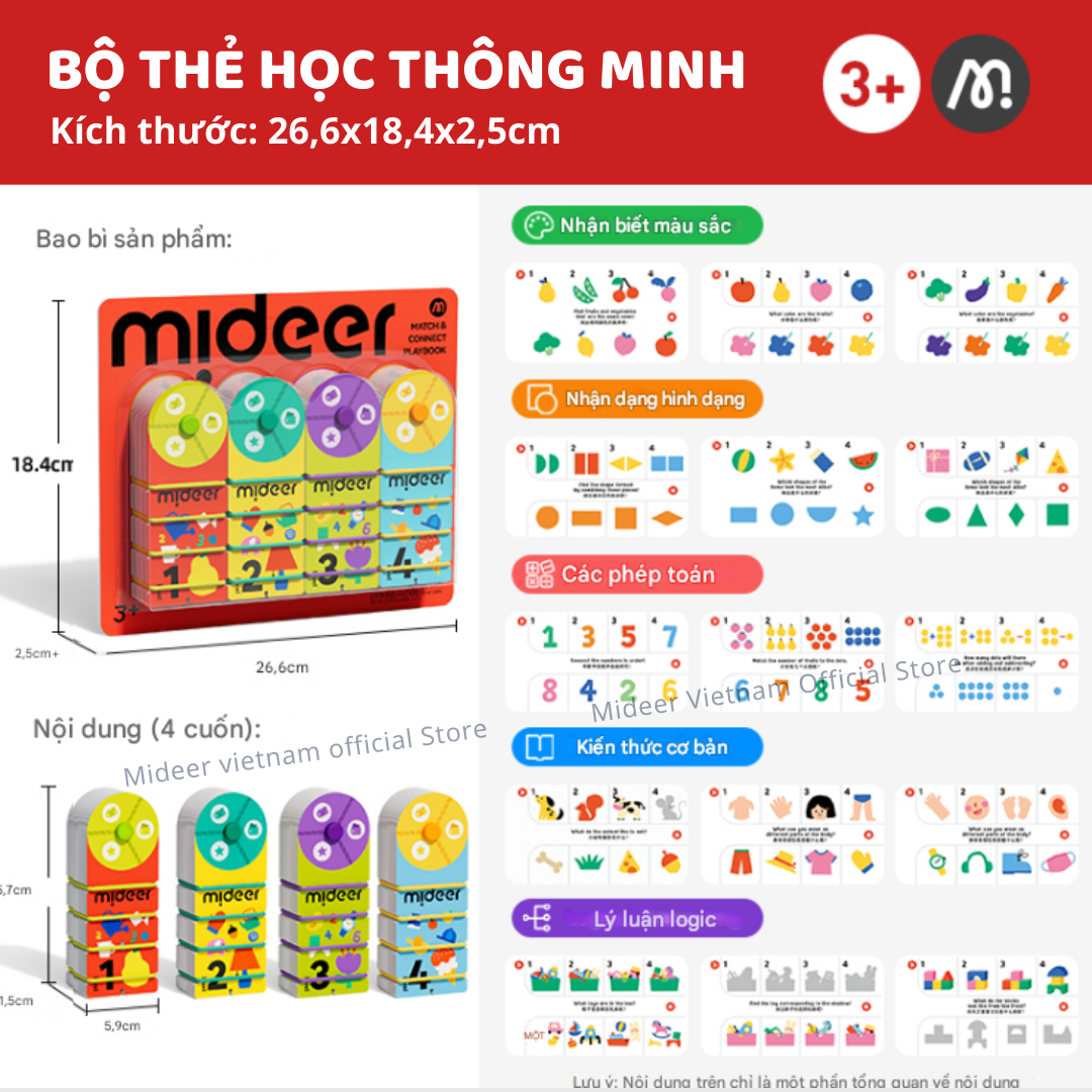 Bộ thẻ học thông minh flashcard Mideer Match &amp; Connect Play book giáo dục sớm cho bé
