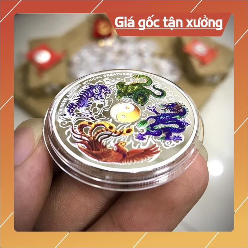 Đồng Xu Tứ Linh Long Lân Quy Phụng