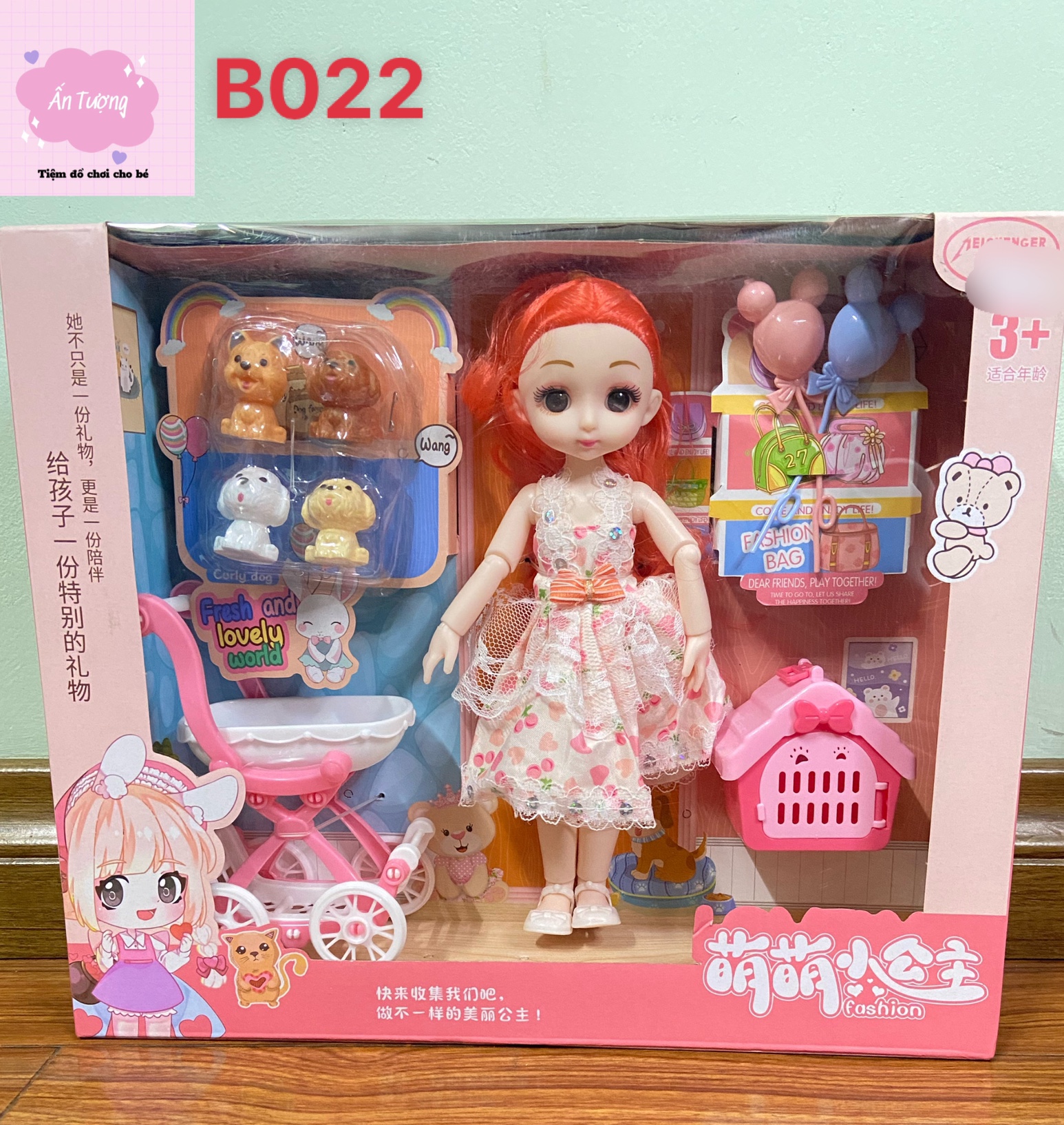 Đồ chơi bé gái - Đồ chơi búp bê- Hộp búp bê Barbie, búp bê BJD khớp xoay kèm phụ kiện xe đẩy, cún con,...