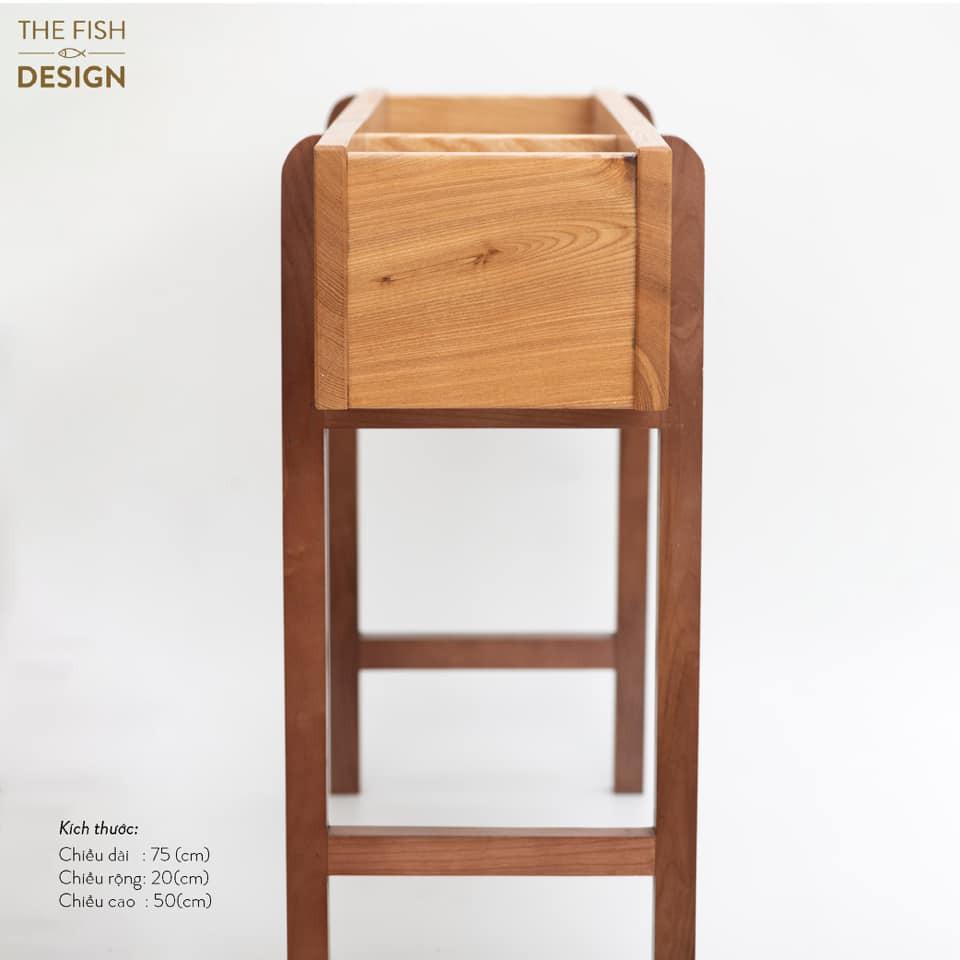 Hộp Kệ Gỗ Dài Trồng Cây XL | The Fish Design | Gỗ Sồi | Kích Thước D75 x R20 x C55