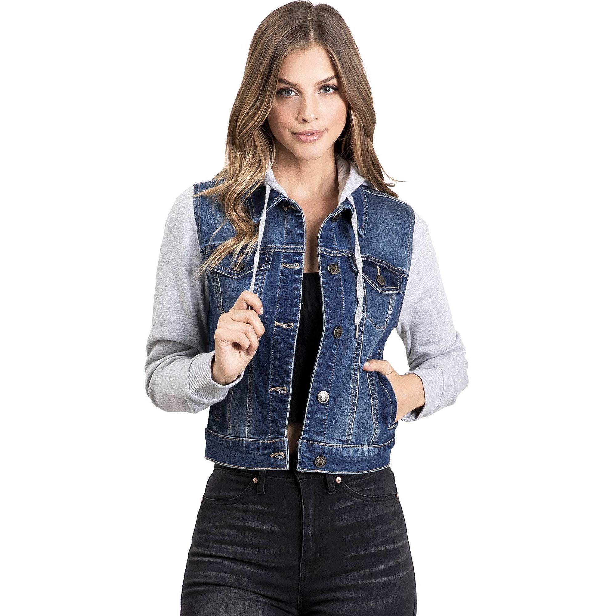 Áo khoác W/x Jeans Denim jacket hood dành cho Nữ. Đẹp và chất. Chất jeans mềm, co giãn thoải mái. Có Nón