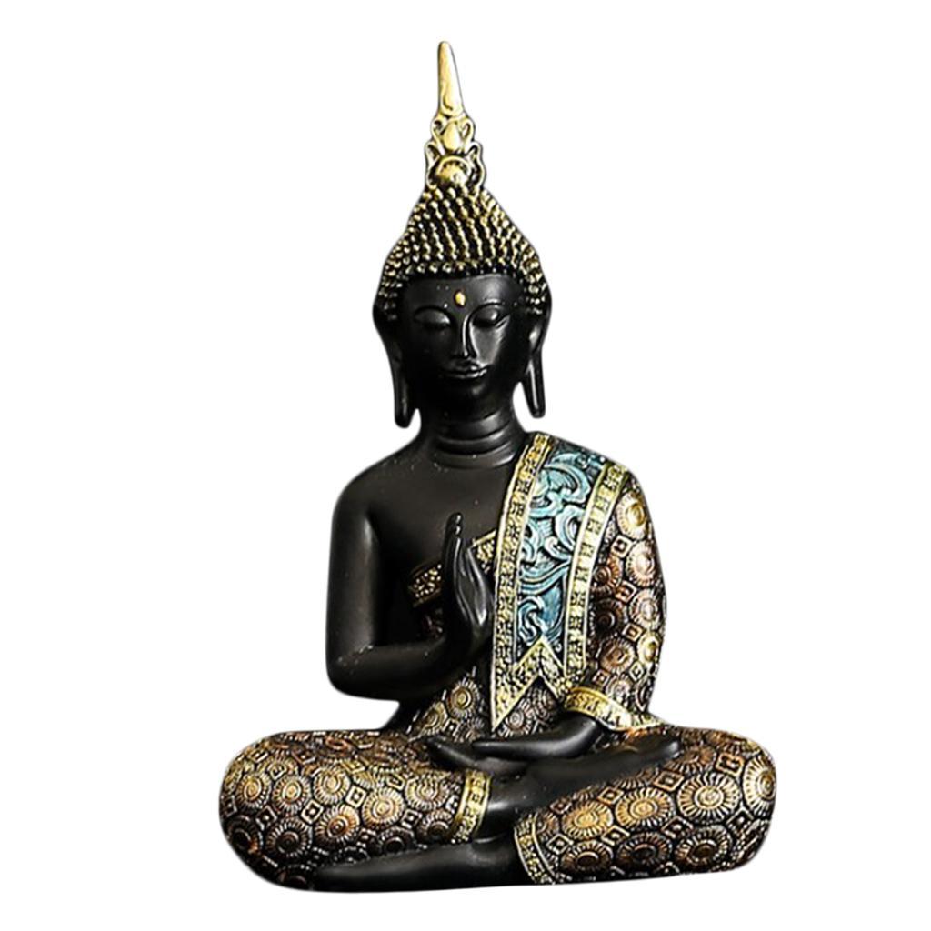 Thai Resin Buddha Meditating Statue Figurine Sculpture Ornaments  Office