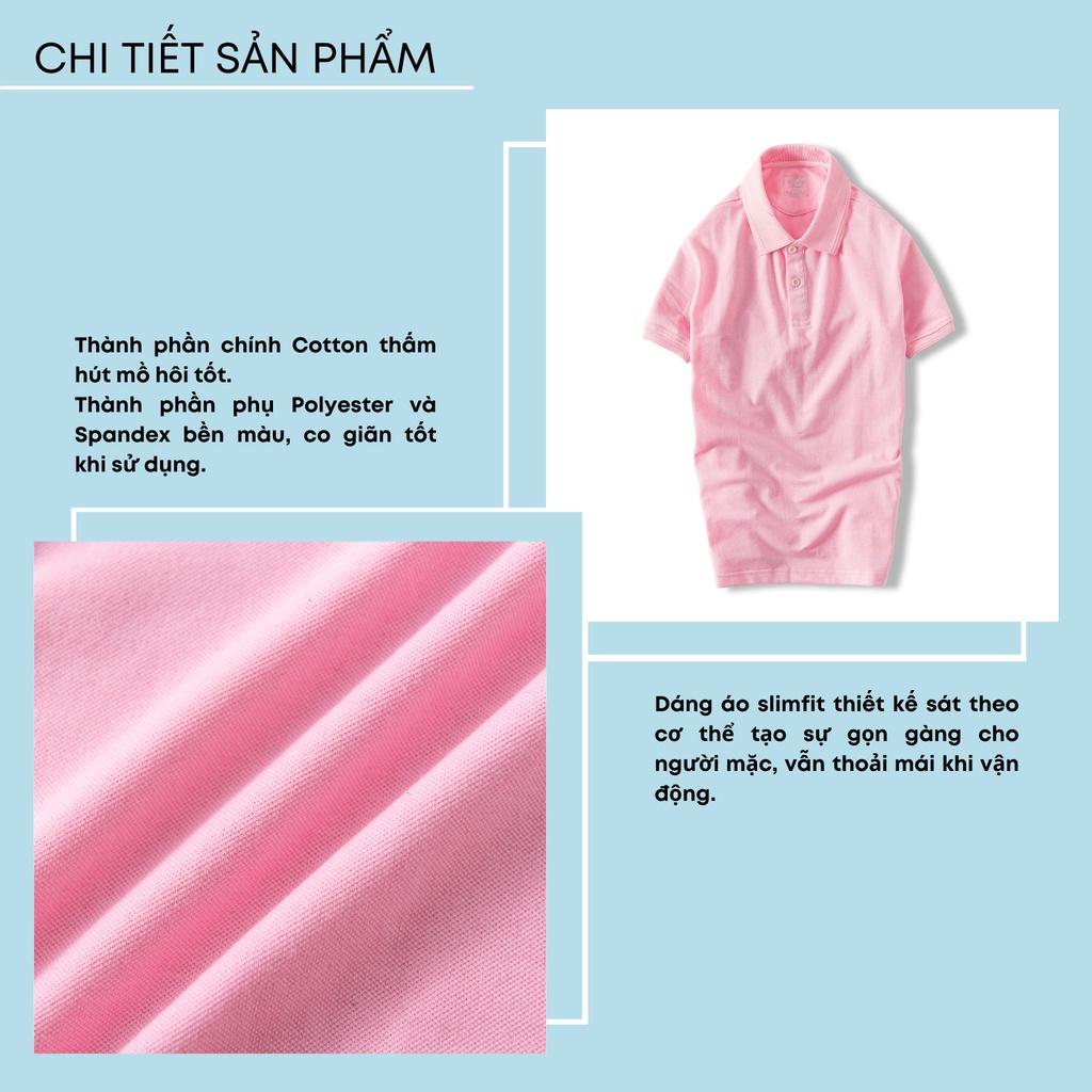 Áo polo nam ADINO màu hồng phối viền chìm vải cotton co giãn dáng công sở slimfit hơi ôm trẻ trung AP85