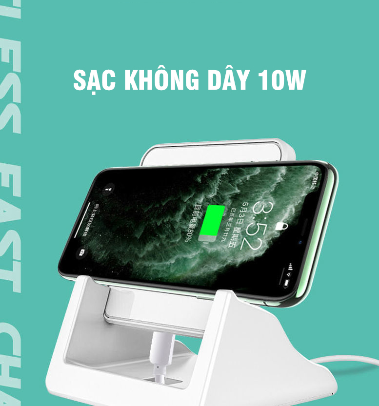 Đế Sạc Không Dây 10W Kiêm Giá Đỡ Điện Thoại Đa Năng Xài Cho Iphone Samsung Huawei Xiaomi Nokia Sony