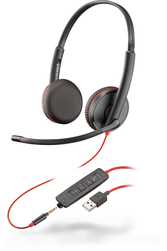 Tai Nghe Chụp Tai Có Dây Poly Blackwire 3225 USB-A Hàng Chính Hãng