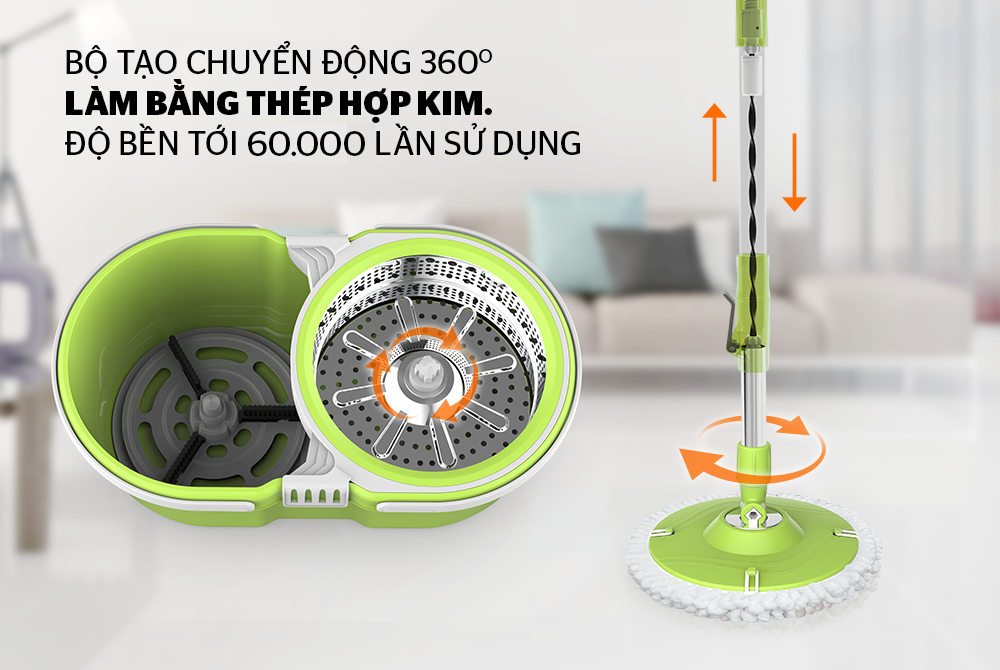 Bộ Lau Nhà 360 Độ Sunhouse Thế Hệ Mới KS-CL260PG