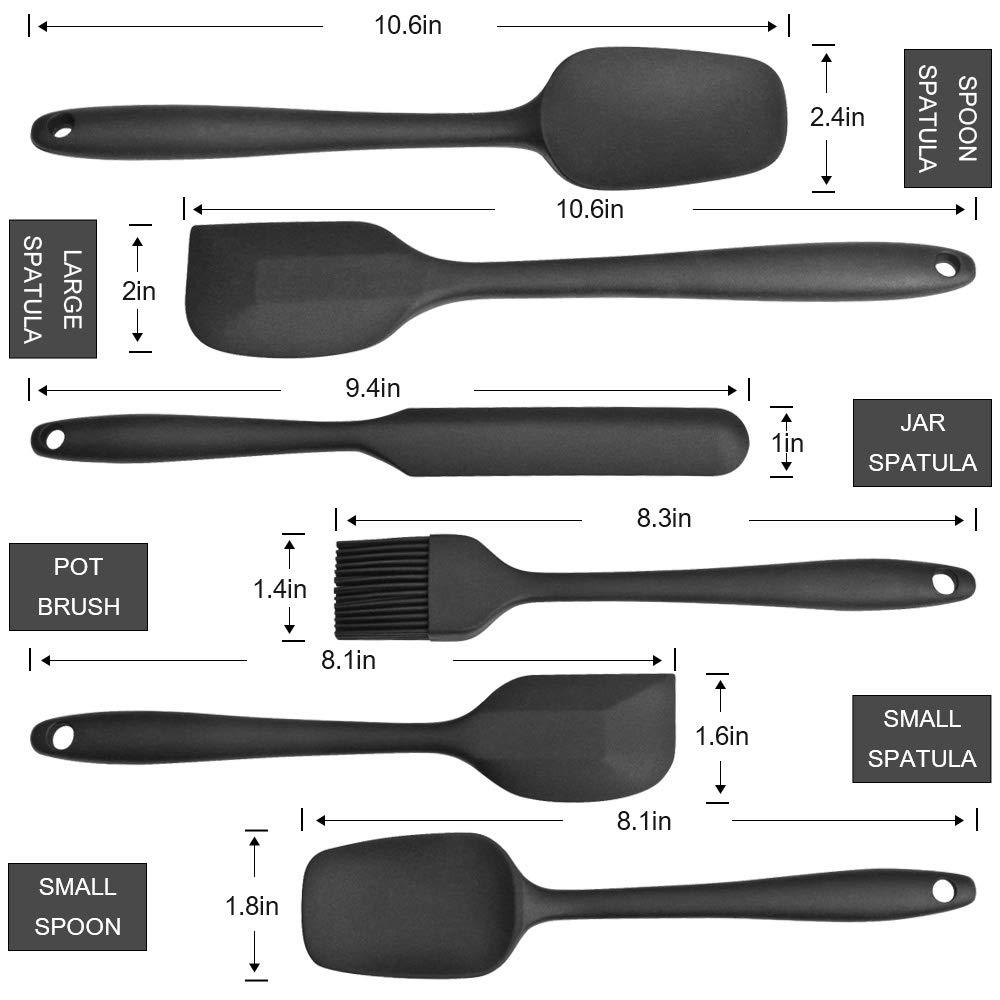 Spatula silicone, thìa bếp, công cụ nhà bếp silicon chất lượng thực phẩm, màu đen