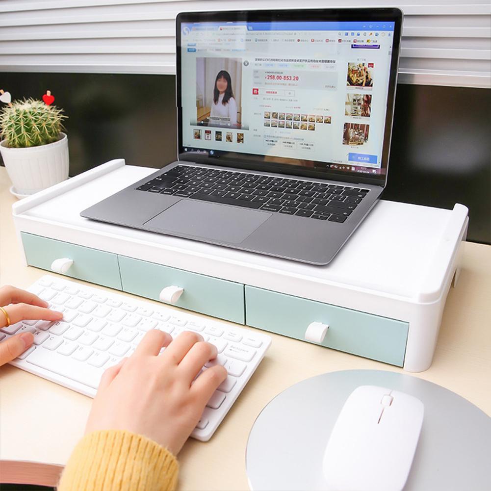Dành Cho Màn Hình LCD Giá Đỡ Laptop Màn Hình Hỗ Trợ Máy Tính Đứng Silicone Tăng Lên Màn Hình Kệ Để Bàn 3 Ngăn Kéo Màn Hình Nâng Giữ PC