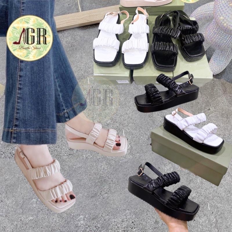 Sandal xuồng 2 quai nhún da siêu mềm cao 3 cm