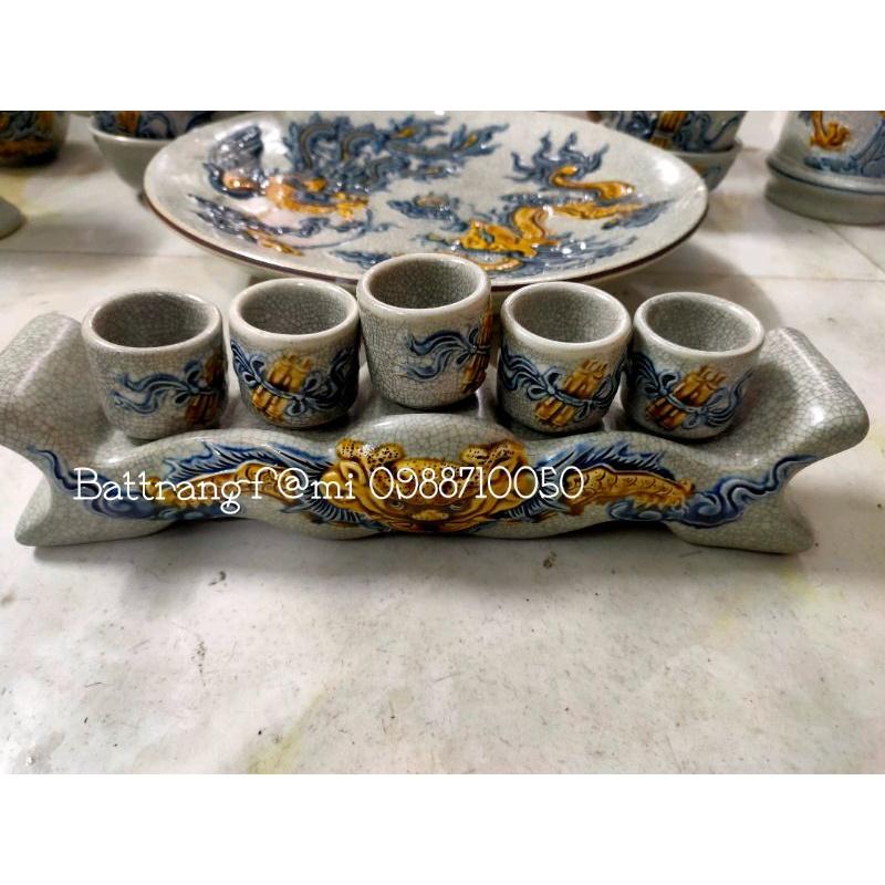 Bộ đồ thờ gia tiên men rạn cổ đắp nổi