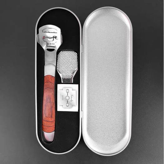 Dụng Cụ Mài, Chà Gót Chân Tẩy Da Chết Inox Cao Cấp kèm 20 dao cạo thay thế