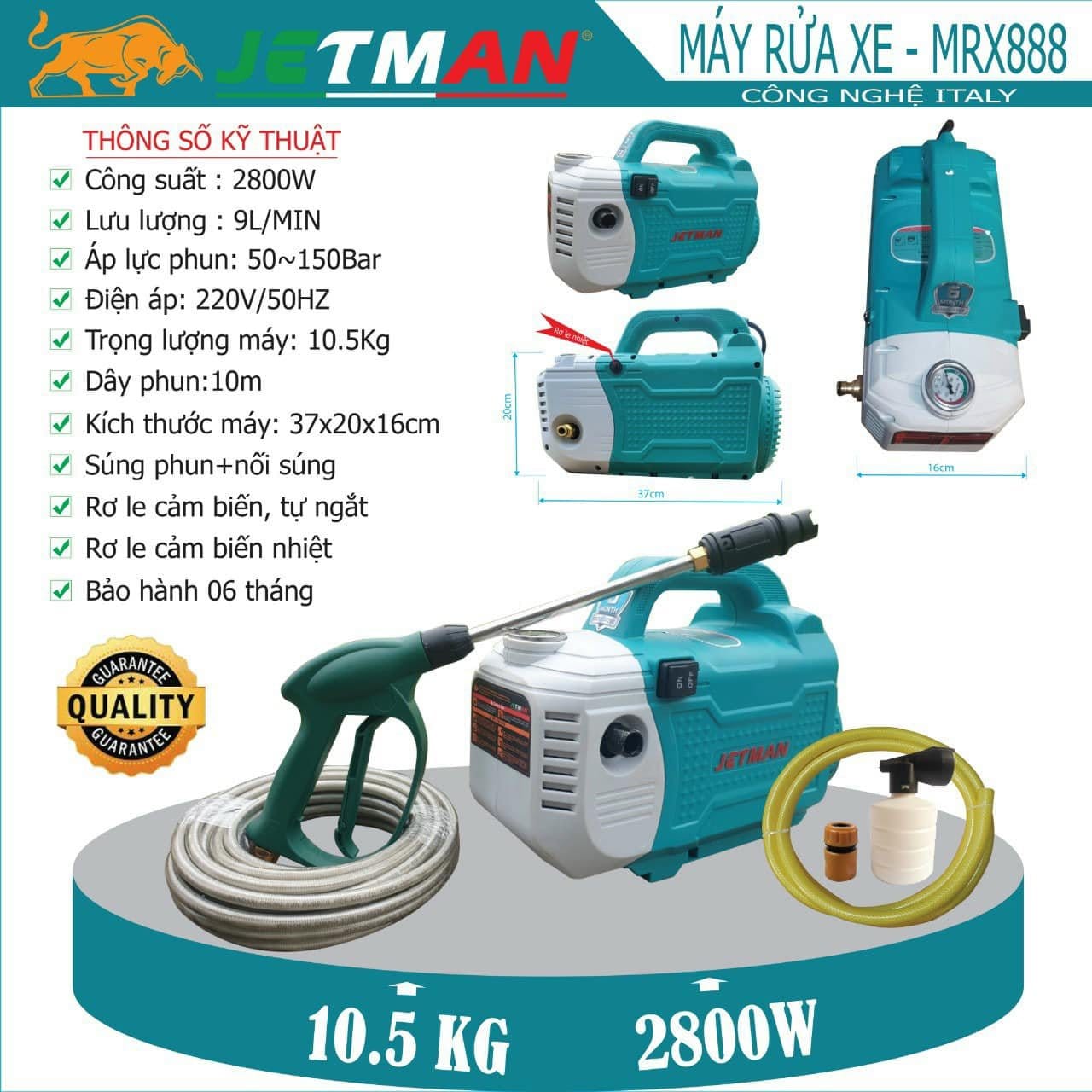 MÁY RỬA XE CAO CẤP JETMAN CHÍNH HÃNG, 100% DÂY ĐỒNG, BẢO HÀNH 1 NĂM