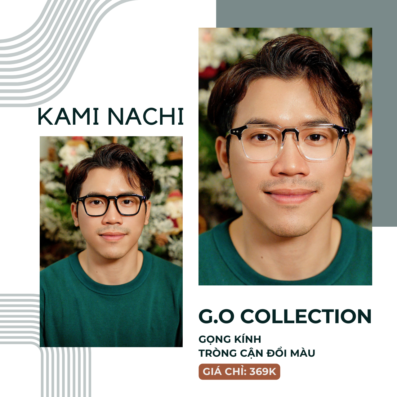 Gọng kính nhựa dáng vuông KAMI NACHI phong cách Âu Mỹ Z3327