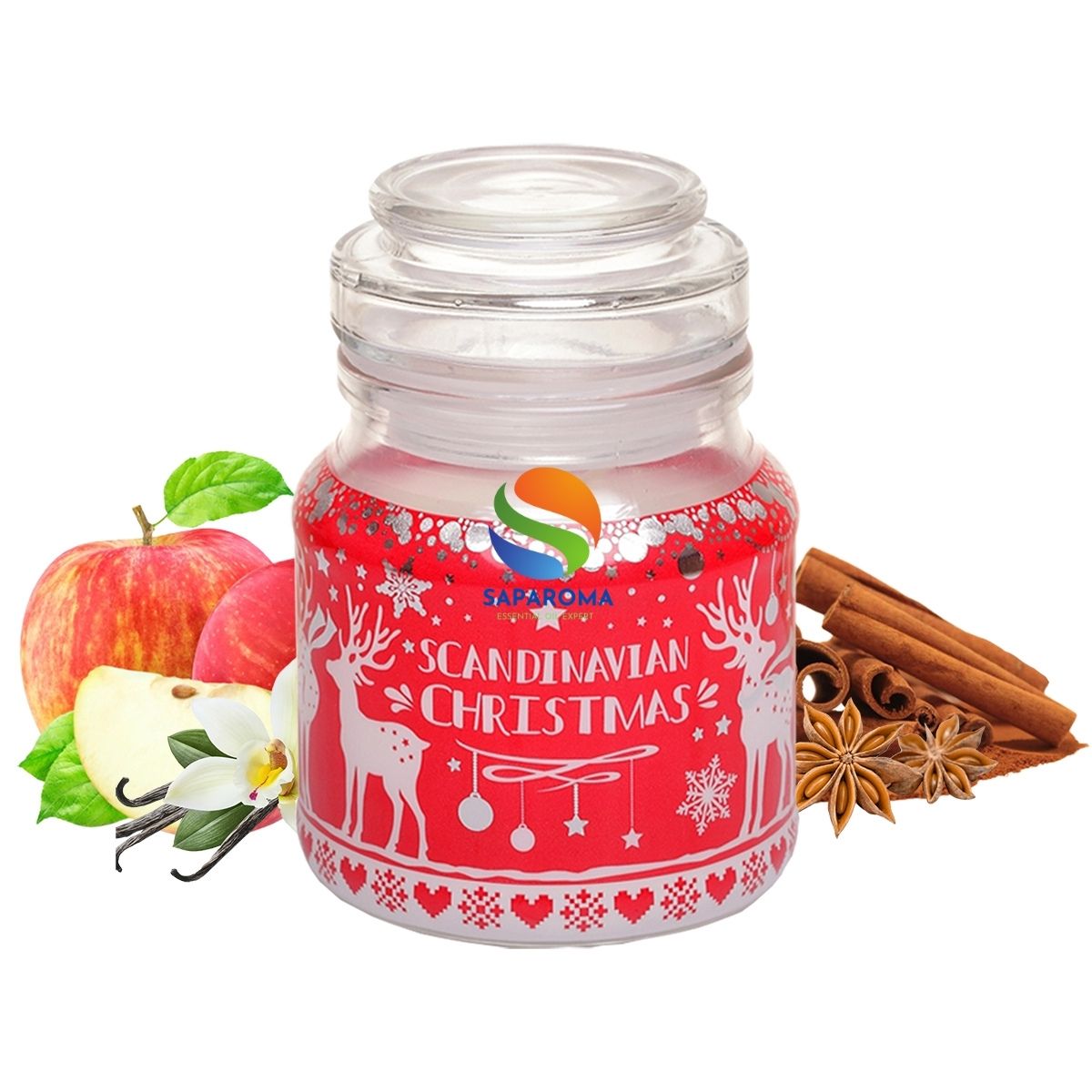 Hũ nến thơm tinh dầu Bartek Scandinavian Christmas 130g QT06657 - gừng, táo, quế, Nến thơm Hỗ trợ khử mùi, nến trang trí, thơm phòng, thư giãn, Hỗ trợ khử mùi (giao mẫu ngẫu nhiên)