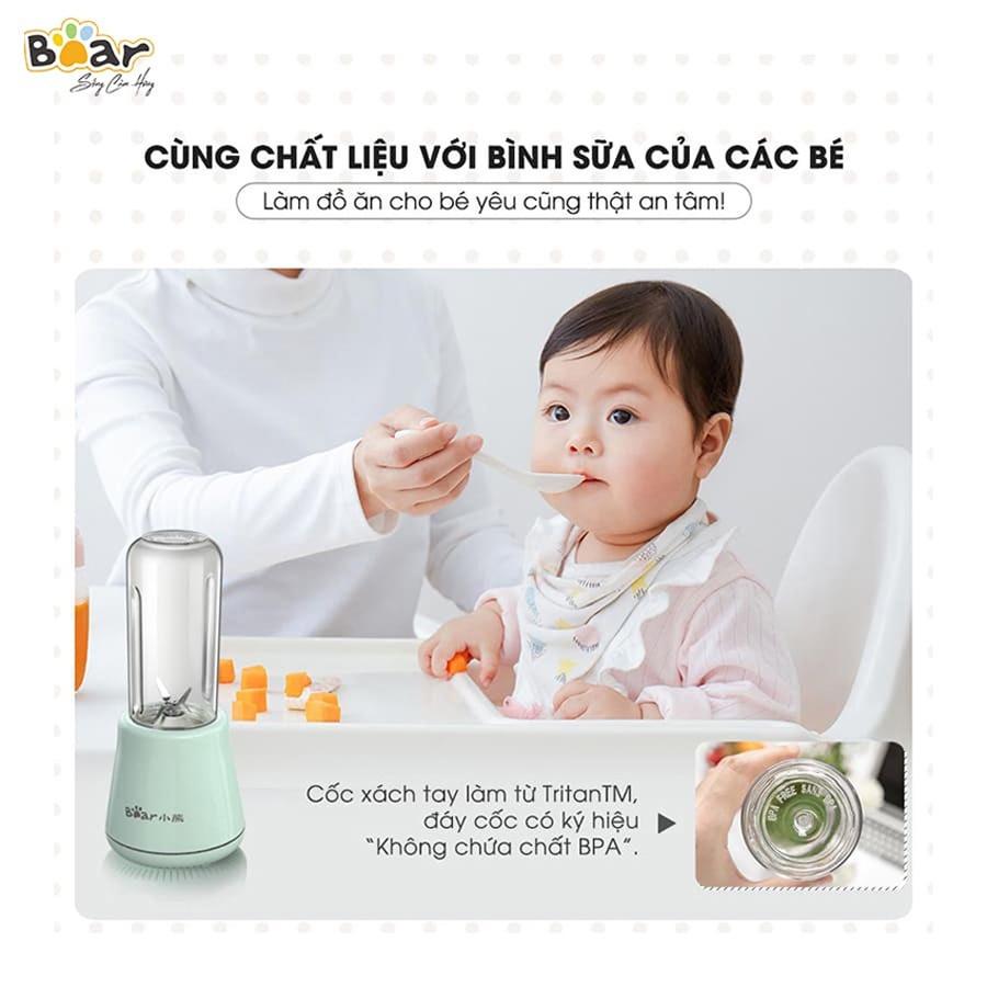 Máy xay sinh tố cầm tay Bear 2 cối xay, công suất lớn, dao 4 lưỡi thép không gỉ, Anh Lam Store - Hàng nhập khẩu