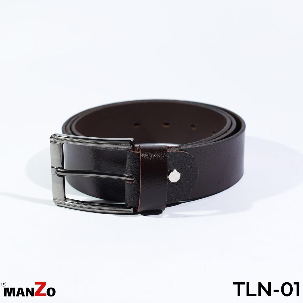 Dây lưng nam da bò màu nâu MANZO TLN-01 bảo hành 18 tháng